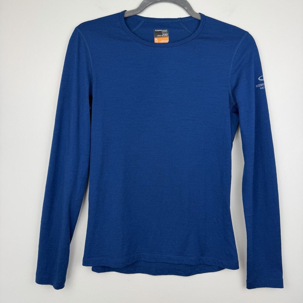 Icebreaker Merino Wool T Shirt Women's M Blue 200 Long Sleeve Thermal Base Layer